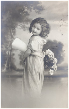 old photo portrait of young woman 