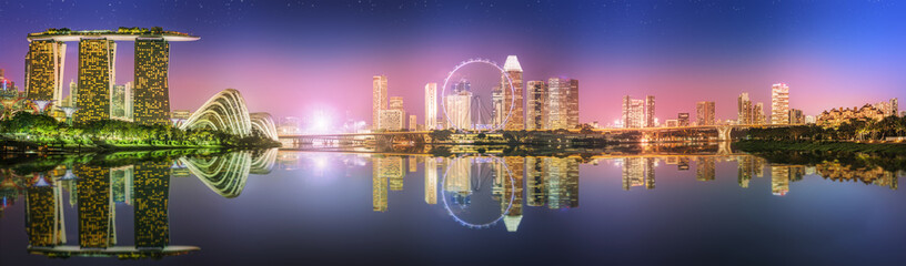 Plakat Singapore Skyline and view of Marina Bay