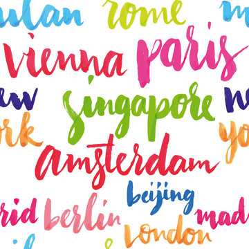 Cities of the world seamless pattern