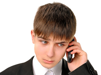 Sad Teenager with Cellphone