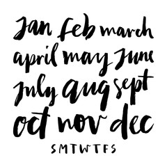 Сalendar calligraphy months