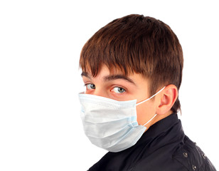 Teenager in Flu Mask
