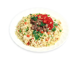 Pasta with meat and pepper