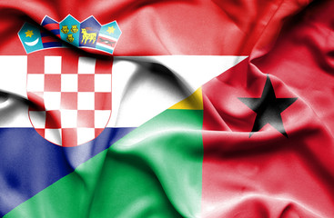 Fototapeta premium Waving flag of Guinea Bissau and Croatia