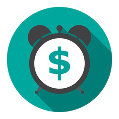 Alarm clock is showing a money time vector illustration