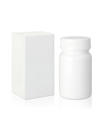 薬びん/プラスチック製の白い薬の瓶と紙のパッケージ,パス付き