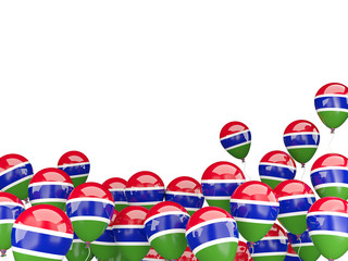 Flying balloons with flag of gambia