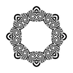Circular floral ornament in black and white. Mandala, Yantra