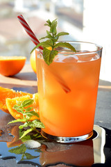 refreshing drink orange and mint