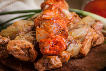 Grilling shashlik.