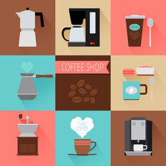 Coffee flat icons
