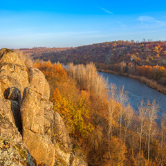 autumn mountain landscape with Southern Bug river