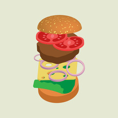 Hamburger or cheeseburger vector illustration