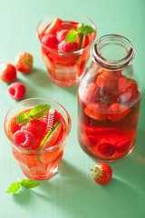summer strawberry raspberry lemonade with lime and mint