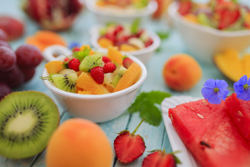 Fruit salad - diet, healthy breakfast, weight loss concept