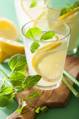 fresh lemonade with mint in glasses