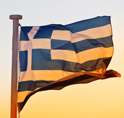 greek flag in santorini