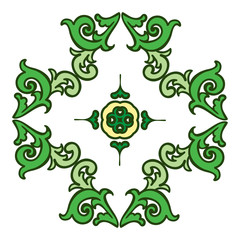 Hand drawing zentangle mandala color element. Italian majolica style