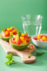 avocados stuffed with tomato pepper salad