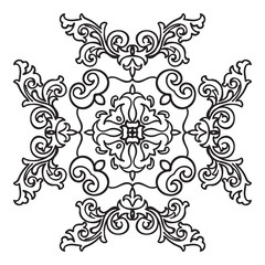 Hand drawing zentangle mandala element. Italian majolica style