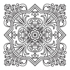 Hand drawing zentangle mandala element. Italian majolica style