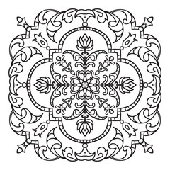 Hand drawing zentangle mandala element. Italian majolica style