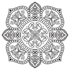 Hand drawing zentangle mandala element. Italian majolica style