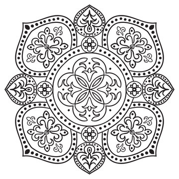 Hand drawing zentangle mandala element. Italian majolica style