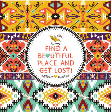 Vector seamless colorful tribal pattern