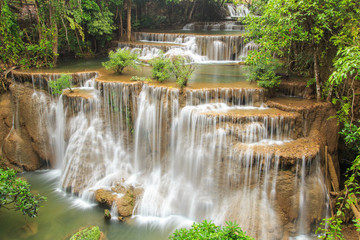 Huai Mae Khamin waterfall in deep forest, Thailand