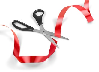 Ribbon, Scissors, Ribbon Cutting.
