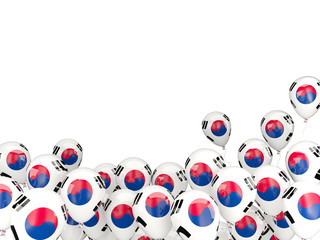 Flying balloons with flag of korea south