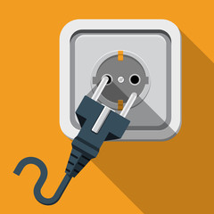 Plug and Socket. Electricity Flat Icon