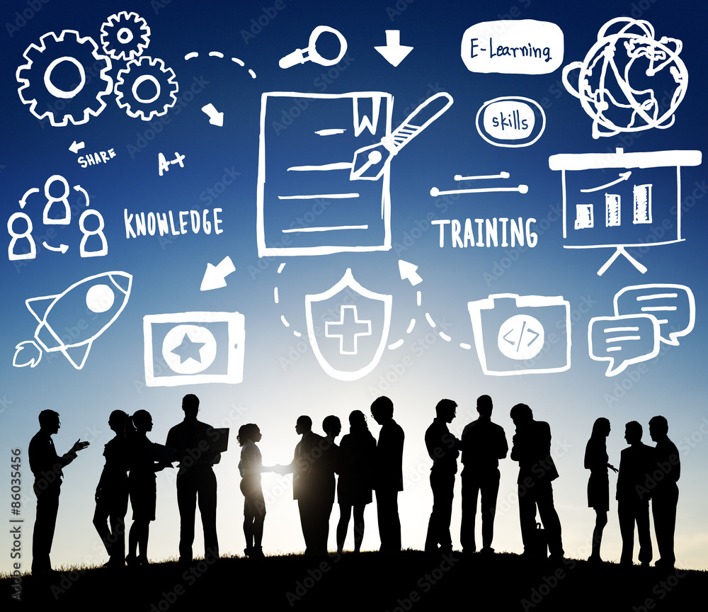 Poster knowledge training e-learning skills start up launch concept