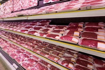 Fotobehang Meat, Supermarket, Butcher. © BillionPhotos.com