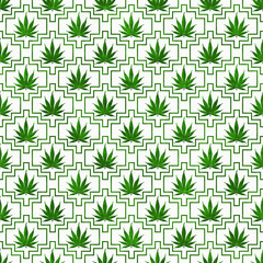 Green and White Marijuana Tile Pattern Repeat Background