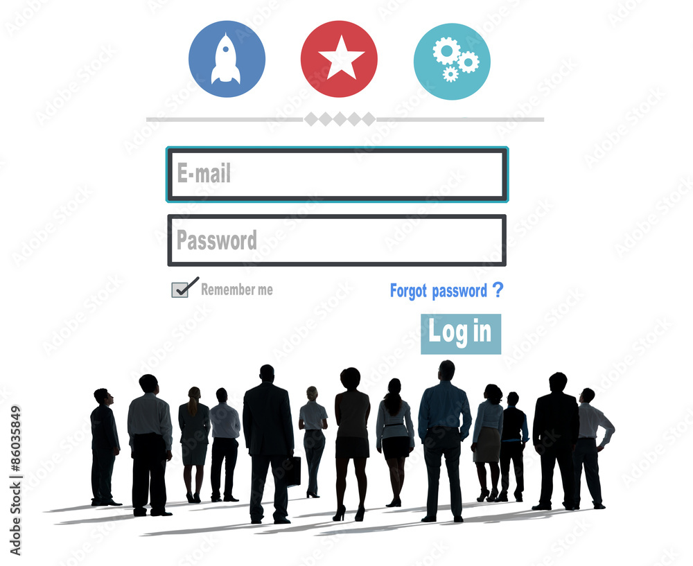 Poster log in security username password protection privacy concept