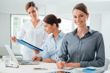 Business women team working at desk