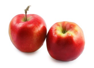 two red apples isolated on white background