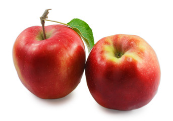 two red apples isolated on white background