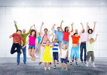 Obraz premium Children Celebration Jumping Ecstatic Happiness Concept