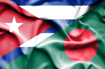 Waving flag of Bangladesh and Cuba