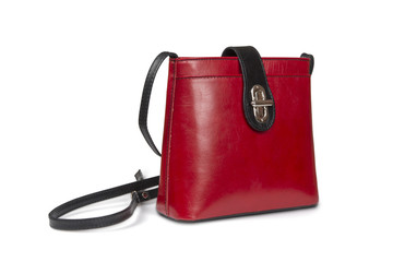 Leather handbag isolated over white with clipping path.