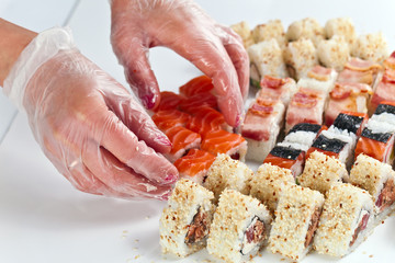 table with sushi