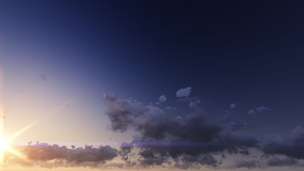 Sunset. blue sky and clouds