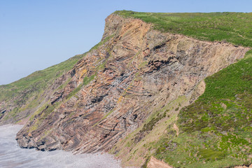 Chevron folding in geological strata at Millook Haven near Crackington Haven , Cornwall,UK