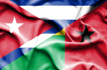Waving flag of Guinea Bissau and Cuba