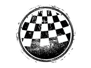 checkered race flag grunge vector design - 86040479