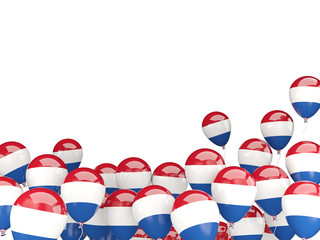 Flying balloons with flag of netherlands
