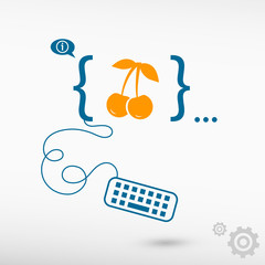 Cherry Icon and flat design elements